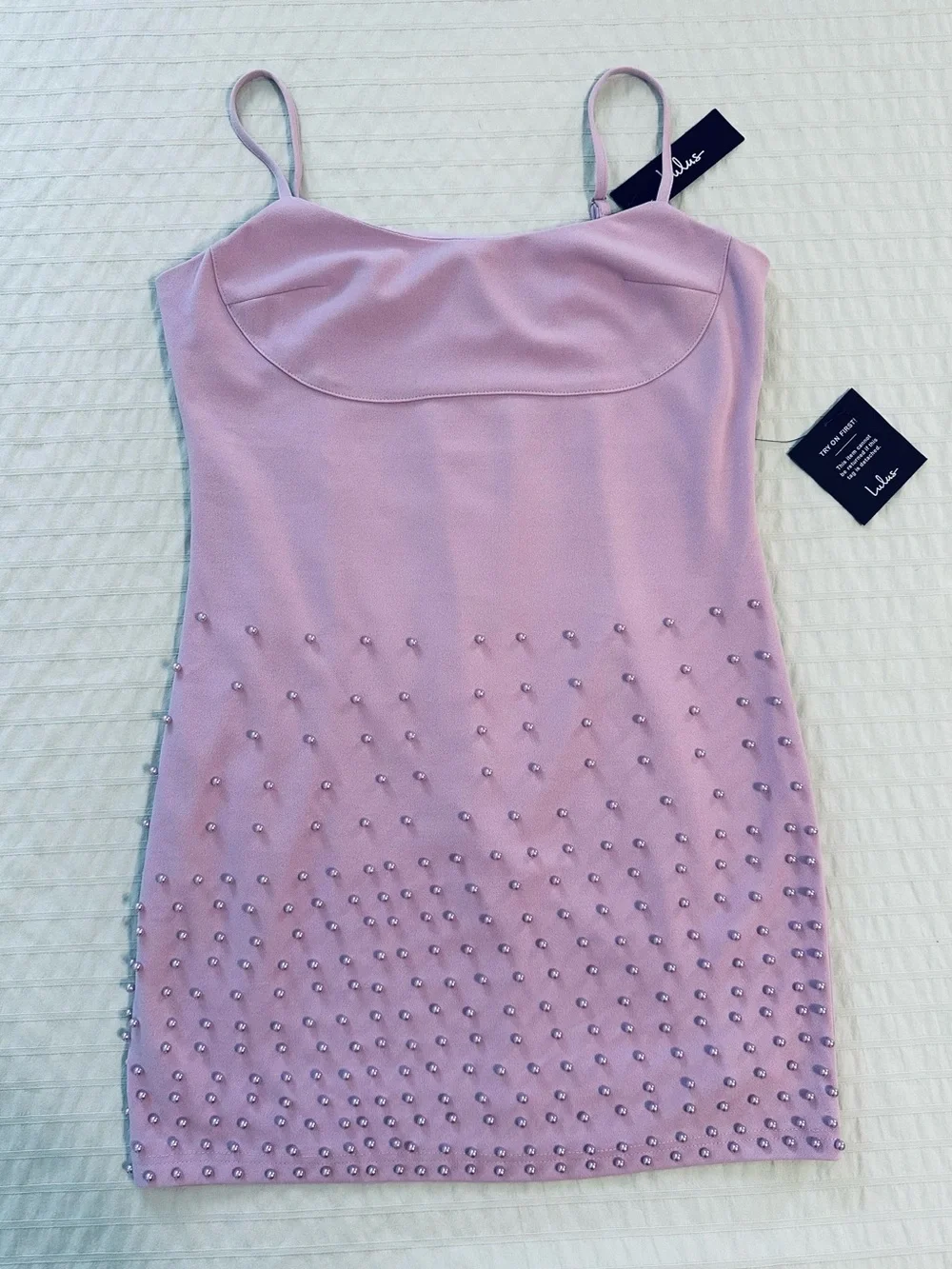 NWT Lulu’s Lavender Bodycon Pearl Sleeveless Mini Dress - Medium